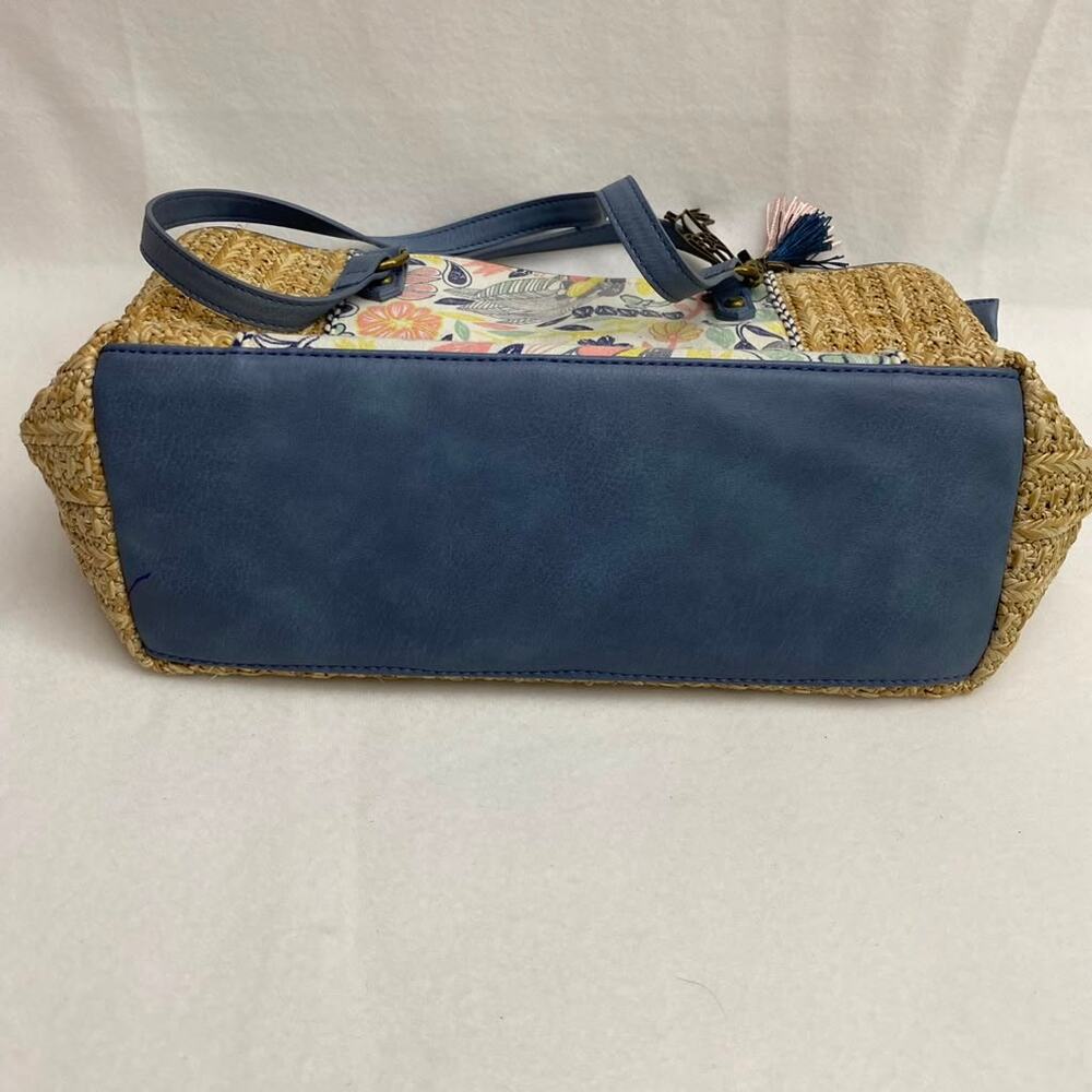 Sakroots Meadow Straw and Canvas Tote Floral Birds of Paradise Canvas Purse - Picture 4 of 9